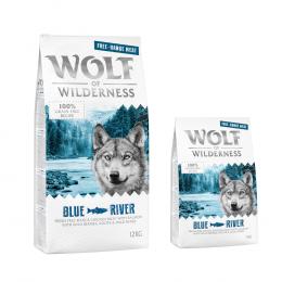 12 + 2 kg gratis! 14 kg Wolf of Wilderness Trockenfutter - Blue River - Freilandhuhn & Lachs