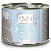 12 x 185 g | Mjamjam | blanchierte Pute mit leckeren Möhrchen an Soße Soßenschmaus | Nassfutter | Katze