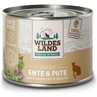 12 x 200 g | Wildes Land | Ente und Pute mit Distelöl Classic Adult | Nassfutter | Katze