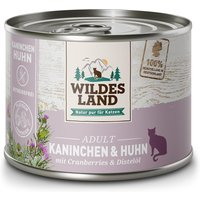 12 x 200 g | Wildes Land | Kaninchen und Huhn mit Distelöl Classic Adult | Nassfutter | Katze