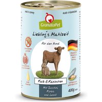 12 x 400 g | GranataPet | Kalb & Kaninchen Liebling's Mahlzeit | Nassfutter | Hund