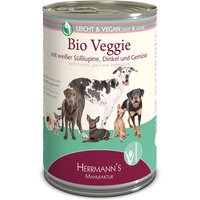 12 x 400 g | Herrmanns | Vegan Bio-Veggie mit weißer Süßlupine, Dinkel und Gemüse Kreativ-Mix | Nassfutter | Hund