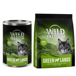 12 x 400 g Wild Freedom Nassfutter + 400 g Trockenfutter zum Sonderpreis! - Green Lands -  Lamm & Huhn