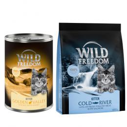 12 x 400 g Wild Freedom Nassfutter + 400 g Trockenfutter zum Sonderpreis! - Kitten: Golden Valley - Kaninchen & Huhn
