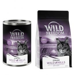 12 x 400 g Wild Freedom Nassfutter + 400 g Trockenfutter zum Sonderpreis! - Sterilised Wild Hills - Ente & Huhn