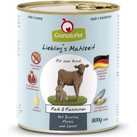 12 x 800 g | GranataPet | Kalb & Kaninchen Liebling's Mahlzeit | Nassfutter | Hund
