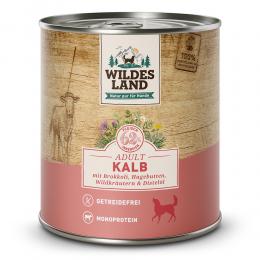 12 x 800 g | Wildes Land | Kalb mit Brokkoli, Hagebutte, Wildkräutern und Distelöl Classic Adult | Nassfutter | Hund