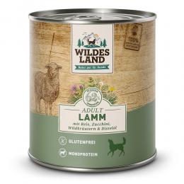 12 x 800 g | Wildes Land | Lamm mit Reis, Zucchini, Wildkräutern und Distelöl Classic Adult | Nassfutter | Hund