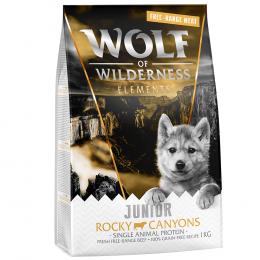 2 x 1 kg Wolf of Wilderness Trockenfutter zum Sonderpreis! - JUNIOR Rocky Canyons - Freiland-Rind (Monoprotein)