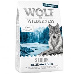 2 x 1 kg Wolf of Wilderness Trockenfutter zum Sonderpreis! - SENIOR Blue River - Freilandhuhn & Lachs
