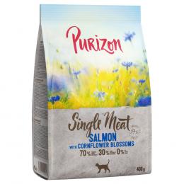 2 x 400 g Purizon Katzentrockenfutter zum Probierpreis! - Single Meat Lachs mit Kornblumenblüten