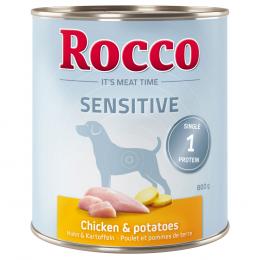 20 + 4 gratis! Rocco Sensitive 24 x 800 g - Huhn & Kartoffel