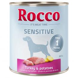 20 + 4 gratis! Rocco Sensitive 24 x 800 g - Truthahn & Kartoffel