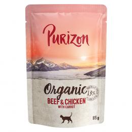 22 + 2 gratis! Purizon 24 x 70 g / 85g - Organic: Rind und Huhn mit Karotte