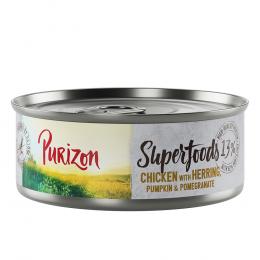 22 + 2 gratis! Purizon 24 x 70 g / 85g - Superfoods: Huhn mit Hering, Kürbis und Granatapfel