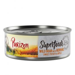 22 + 2 gratis! Purizon 24 x 70 g / 85g - Superfoods: Wildschwein mit Hering, Süßkartoffel und Apfel