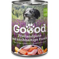 24 x 400 g | Goood | Senior Freilandpute & Nachhaltige Forelle  Medium/Maxi | Nassfutter | Hund