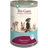 24 x 400 g | Herrmanns | Welpe Bio-Gans mit Spinat und Kartoffeln Selection | Nassfutter | Hund