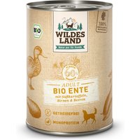 24 x 400 g | Wildes Land | Ente mit Süßkartoffeln, Birnen & Beeren BIO Adult | Nassfutter | Hund