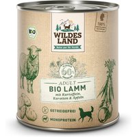 24 x 800 g | Wildes Land | Lamm mit Kartoffeln, Karotten, Äpfeln BIO Adult | Nassfutter | Hund