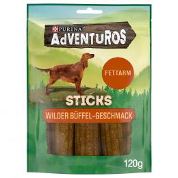 3 + 1 gratis! 4 x AdVENTuROS Hundesnacks - Sticks Wilder Büffel 4 x 120 g