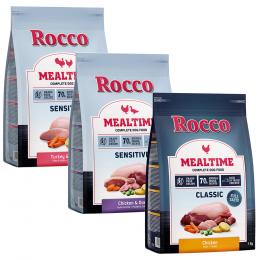 3 x 1 kg Rocco Mealtime - gemischtes Probierpaket  Sensitive Mix: Huhn, Huhn & Ente, Pute & Huhn