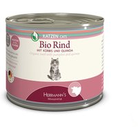 48 x 200 g | Herrmanns | Bio-Rind mit Kürbis Selection | Nassfutter | Katze