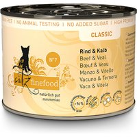 6 x 200 g | catz finefood | No.7 Kalb und Rind Classic | Nassfutter | Katze