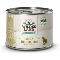 6 x 200 g | Wildes Land | Huhn mit Lachsöl BIO Adult | Nassfutter | Katze