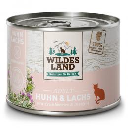 6 x 200 g | Wildes Land | Huhn und Lachs mit Distelöl Classic Adult | Nassfutter | Katze
