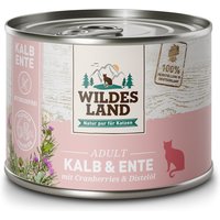 6 x 200 g | Wildes Land | Kalb und Ente Classic Adult | Nassfutter | Katze