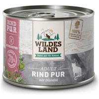 6 x 200 g | Wildes Land | Rind mit Distelöl PUR Adult | Nassfutter | Katze