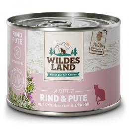 6 x 200 g | Wildes Land | Rind und Pute mit Distelöl Classic Adult | Nassfutter | Katze