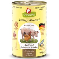 6 x 400 g | GranataPet | Geflügel & ital. Schinken Liebling's Mahlzeit | Nassfutter | Hund