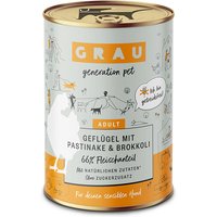 6 x 400 g | grau | Geflügel mit Pastinake & Brokkoli  Menü | Nassfutter | Hund