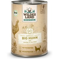 6 x 400 g | Wildes Land | Huhn mit Kürbis & Zucchini BIO Adult | Nassfutter | Hund