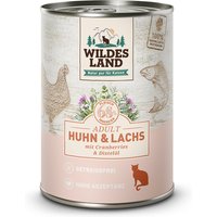 6 x 400 g | Wildes Land | Huhn und Lachs mit Distelöl Classic Adult | Nassfutter | Katze