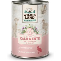 6 x 400 g | Wildes Land | Kalb und Ente Classic Adult | Nassfutter | Katze