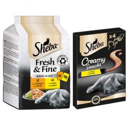 Angebot für 6 x 50 g Sheba Fresh & Fine + 4 x 12 g Creamy Snacks zum Sonderpreis! - Truthahn & Huhn in Gelee + Creamy Huhn - Kategorie Katze / Katzenfutter nass / Sheba / -.  Lieferzeit: 1-2 Tage -  jetzt kaufen.