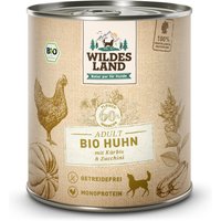 6 x 800 g | Wildes Land | Huhn mit Kürbis & Zucchini BIO Adult | Nassfutter | Hund