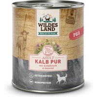 6 x 800 g | Wildes Land | Kalb mit Distelöl PUR Adult | Nassfutter | Hund