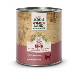 6 x 800 g | Wildes Land | Rind mit Süßkartoffeln, Heidelbeeren, Wildkräutern und Distelöl Classic Adult | Nassfutter | Hund