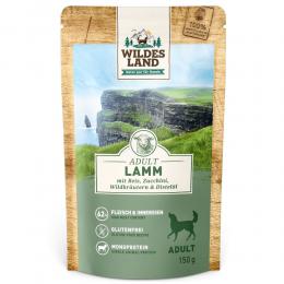 8 x 150 g | Wildes Land | Lamm mit Reis, Zucchini, Wildkräutern und Distelöl Classic Adult | Nassfutter | Hund