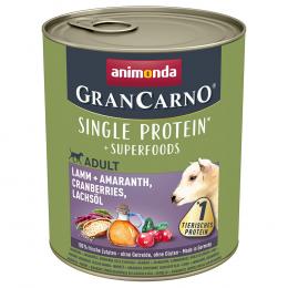 animonda GranCarno Adult Superfoods 6 x 800 g - Lamm + Amaranth, Cranberries, Lachsöl