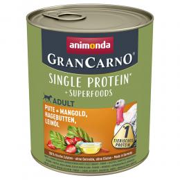 Angebot für animonda GranCarno Adult Superfoods 6 x 800 g - Pute + Mangold, Hagebutten, Leinöl - Kategorie Hund / Hundefutter nass / animonda / GranCarno Superfoods.  Lieferzeit: 1-2 Tage -  jetzt kaufen.
