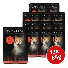 Cat's Love Nassfutter Rind Pur mit Distelöl & Löwenzahn 12x85g