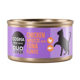 Angebot für Cosma DUO Layer 6 x 70 g - Hühnchenmousse mit Thunfischstückchen - Kategorie Katze / Katzenfutter nass / Cosma / Cosma Duo Layer.  Lieferzeit: 1-2 Tage -  jetzt kaufen.