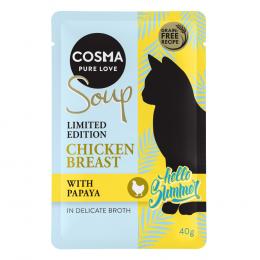 Angebot für Cosma Soup Summer-Edition Hühnchenbrust mit Papaya 12  x 40 g - Kategorie Katze / Katzenfutter nass / Cosma / Sonder-Editionen.  Lieferzeit: 1-2 Tage -  jetzt kaufen.
