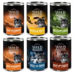 Gemischtes Probierpaket: Wild Freedom Adult - 6 x 400 g: 2x Huhn, Seelachs, Lamm, Kaninchen, Wild