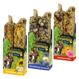 Angebot für JR Farm Farmy´s Grainless Mixed Pack - 3 x 2 Sticks (3 Sorten je 140 g) - Kategorie Kleintier / Snacks & Futterergänzung / Kräcker & Gebackenes / JR Farm.  Lieferzeit: 1-2 Tage -  jetzt kaufen.